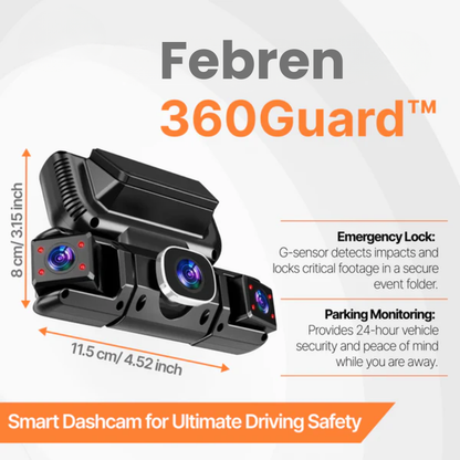 Febren 360Guard™ 4-Channel Wireless Dash Cam with GPS & IR Night Vision