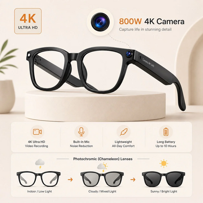 AI Smart Glasses with 8MP Camera