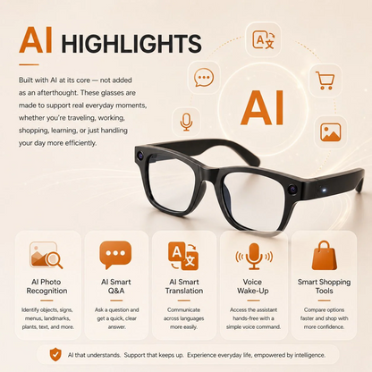 AI Smart Glasses with 8MP Camera
