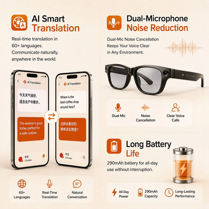 AI Smart Glasses with 8MP Camera