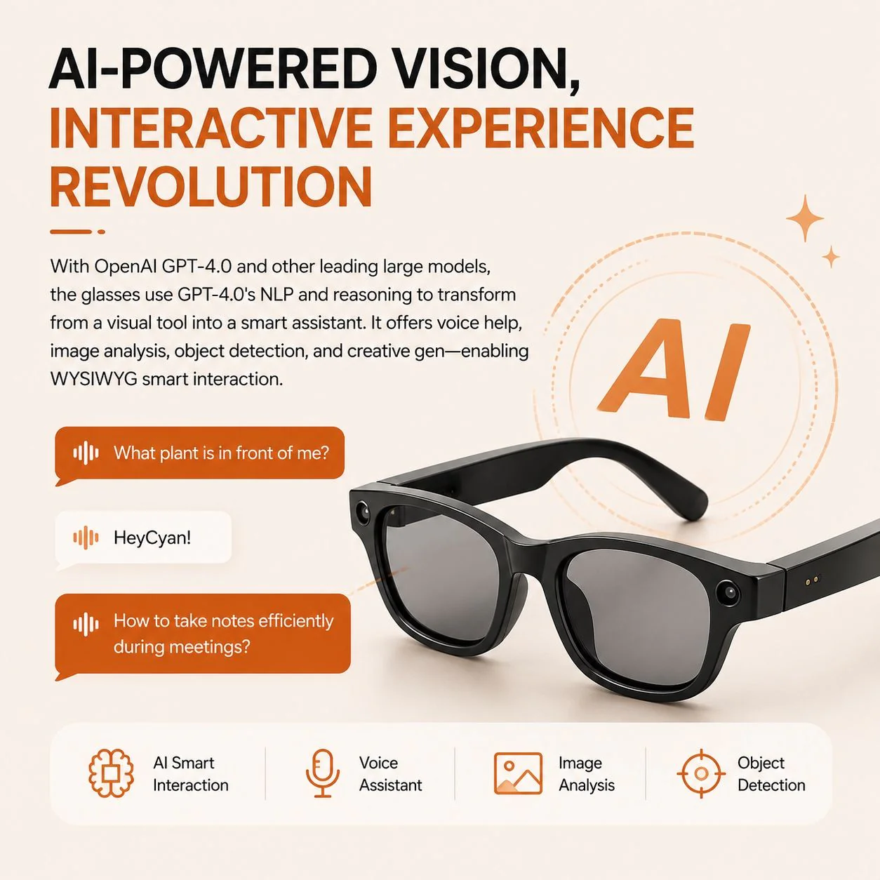 AI Smart Glasses with 8MP Camera