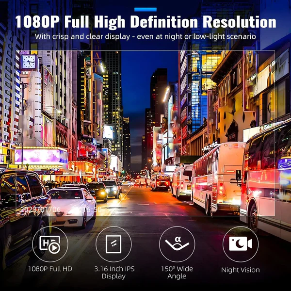 Febren 360Guard™ 4-Channel Wireless Dash Cam with GPS & IR Night Vision